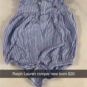 Ralph Lauren Blue and White Striped Romper